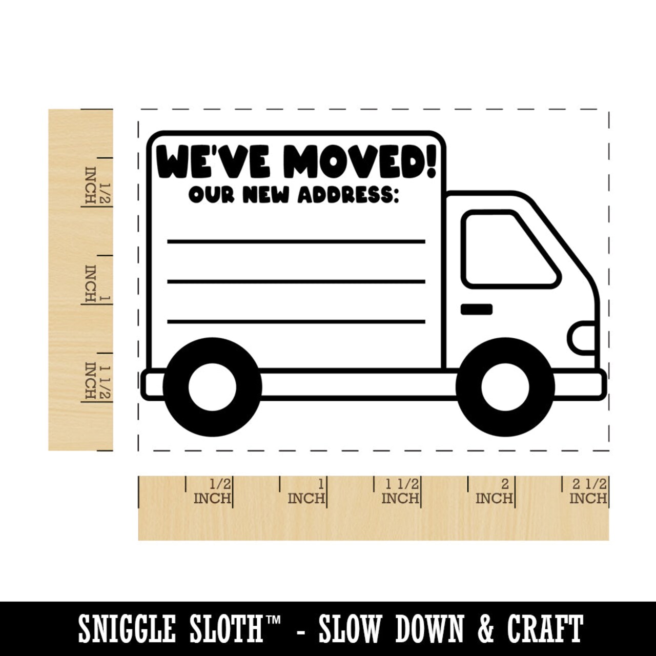 We've Moved Our New Address Moving Truck Rectangle Rubber Stamp for Stamping Crafting